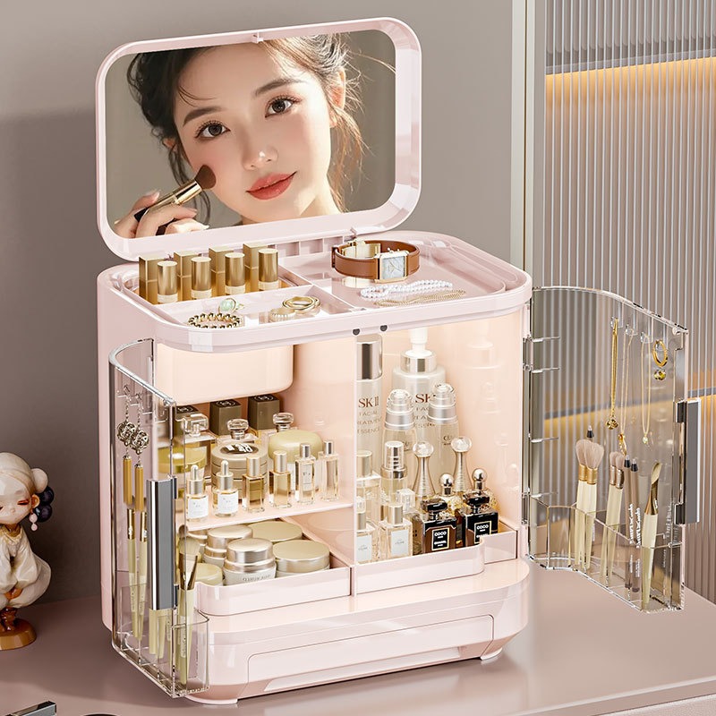 Luxury High End Skincare - กล่องเก็บเครื่องสำอาง, กระจก, ให้ความรู้สึกหรูหรา, ชั้นวางของหรูหรา, ผลิตภัณฑ์ดูแลผิวป้องกันฝุ่น, โต๊ะเครื่องแป้ง,