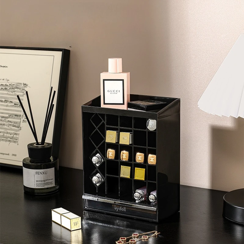 Luxury High End Skincare - กล่องเก็บลิปสติกสุดหรู แบ่งช่องใส่ของได้ ชั้นวางเก็บผลิตภัณฑ์ดูแลผิวคุณภาพสูง ชั้นวางเครื่องสำอางแบบถอดได้