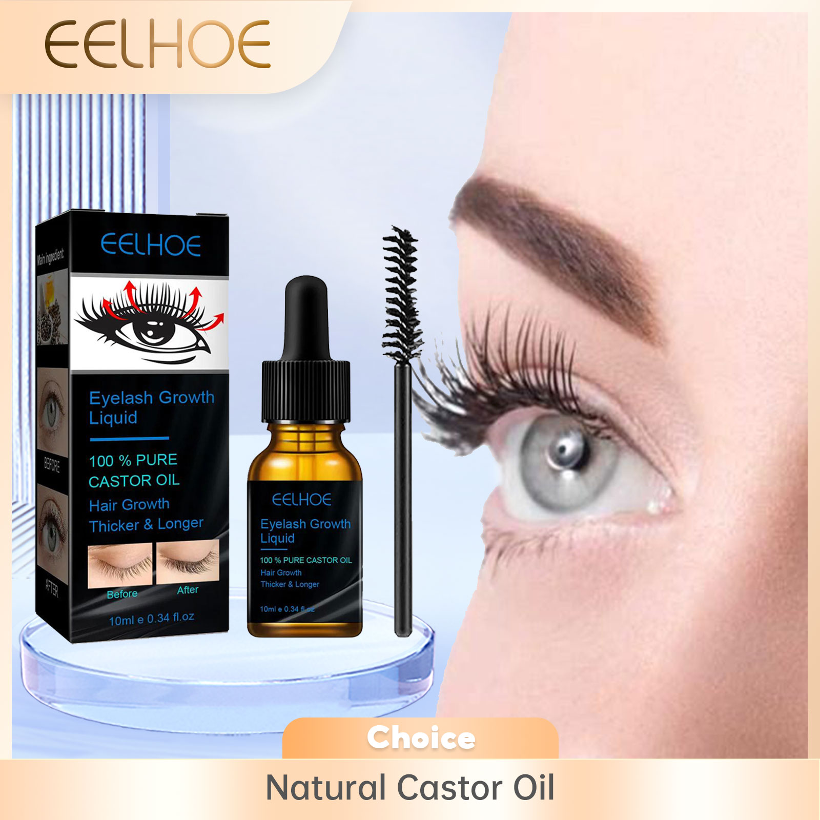 Growth Factor Serum - เซรั่มบำรุงขนตาแคสเตอร์ออยล์สำหรับผู้ชายและผู้หญิง ขนตาหนาขึ้น บำรุงรากขนตา เสริมสร้างความแข็งแรงให้ขนตาอย่างเป็นธรรมชาติ