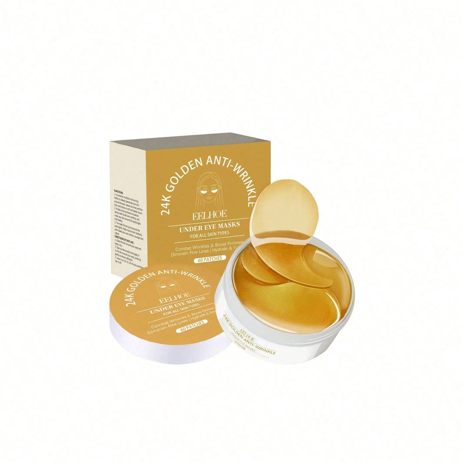 Luxury Skincare Line - มาส์กใต้ตาทองคำ 24K, แผ่นมาส์กใต้ตาสุดหรู 60 ชิ้น, บำรุงผิวใต้ตาอย่างล้ำลึก,