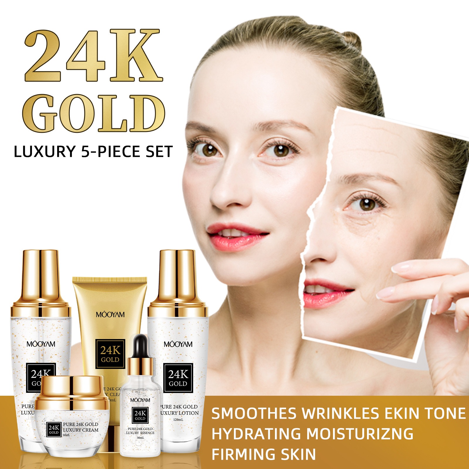 ชุดบำรุงผิวหน้า 24K โกลด์ ลักช - Luxury Skincare Line บทวิจารณ์และราคา